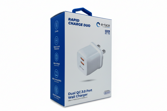 E Race Dual Qc 3 Port Charger With Type C Cable