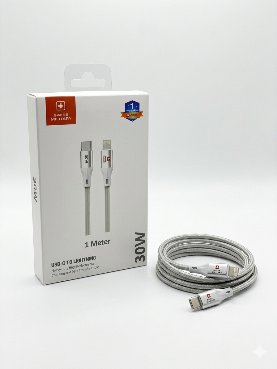 SWISS MILITARY 30W USB-C TO LIGHTNING 1Meter